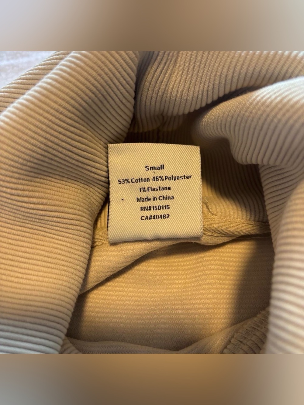 Varley Milton Cowl Neck Ribbed Sweatshirt Mushroom Tan Small - Picture 4 of 4
